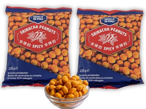 Snacks of the World – Sriracha Peanuts | Cacahuetes Sabor Salsa Sriracha | 2 × 225 g