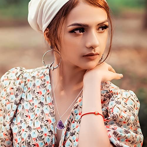 Top Plaza Raw Amethyst Healing Crystal Stone Necklaces For Women Men Irregular Mini Amethyst Cluster Druzy Pendant Necklaces Natural Amethyst Gemstone Necklaces Quartz Jewelry - Silver #TOP3