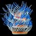 Uniclife 30 inch Changeable Sea Anemone Plant Ornament Folding Glowing Silicone Fish Tank Aquarium Artificial Decor, Blue