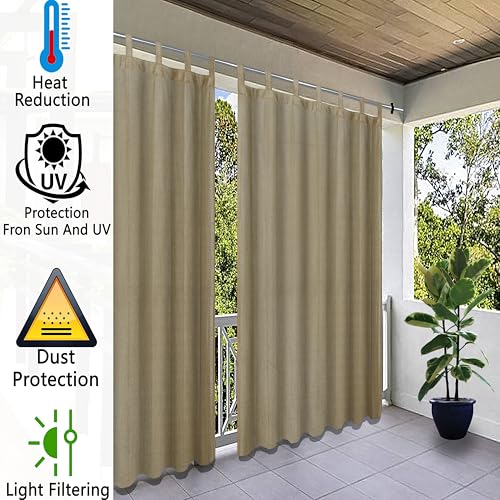 Image of HDPE Fabric 85-90% Sun Blockage & UV Protection Detachable Tab Top Balcony & Outdoor Curtains Temperature Reducing for Window&Door Curtains(Beige Black Color 4.5X5.5 Feet) 1 Piece