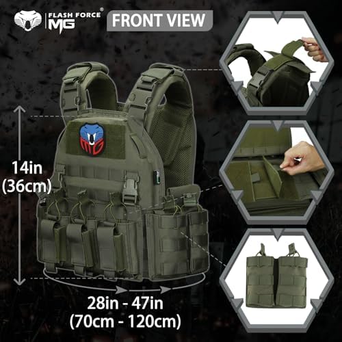 MGFLASHFORCE Tactical Vest Molle Airsoft Vest for Men (Green) - 2