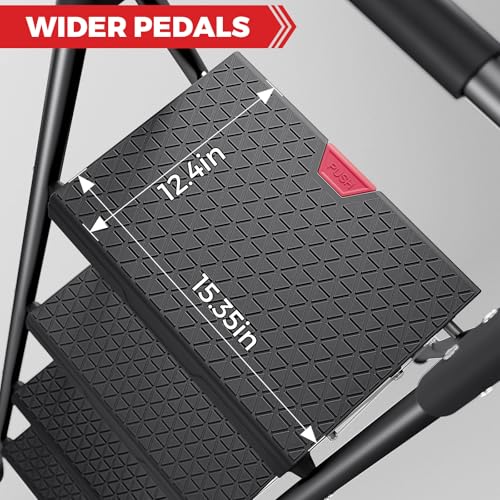 KINGRACK 3 Step Ladder, Sturdy Step Stool with Handrail, Wide Anti-Slip Pedals, 800lbs Max Load Capacity, Folding Step Stool for Home, Kitchen, Black by KINGRACK - Image 3