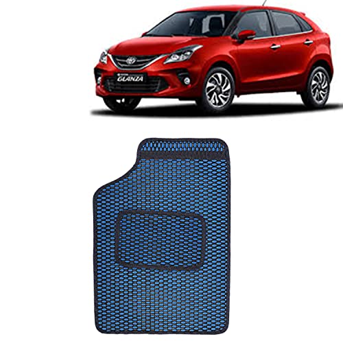Image of Kingsway Dotted Design Car Floor Foot Mats Universal Fit for Toyota Glanza, Model Year : 2019-2022, Water and Dustproof, Color Blue, Set of 5 Pieces