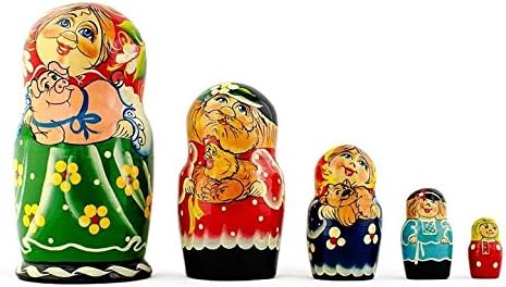 BestPysanky Set of 5 Farmers Family Nesting Dolls 7 Inches