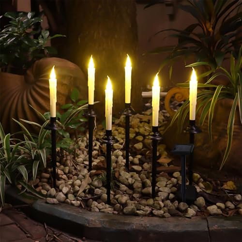6 Pack Solar String Lights Outdoor - LED Solar Powered Waterproof Candles Lights, for Garden Patio Yard Party Wedding Christmas Decoration