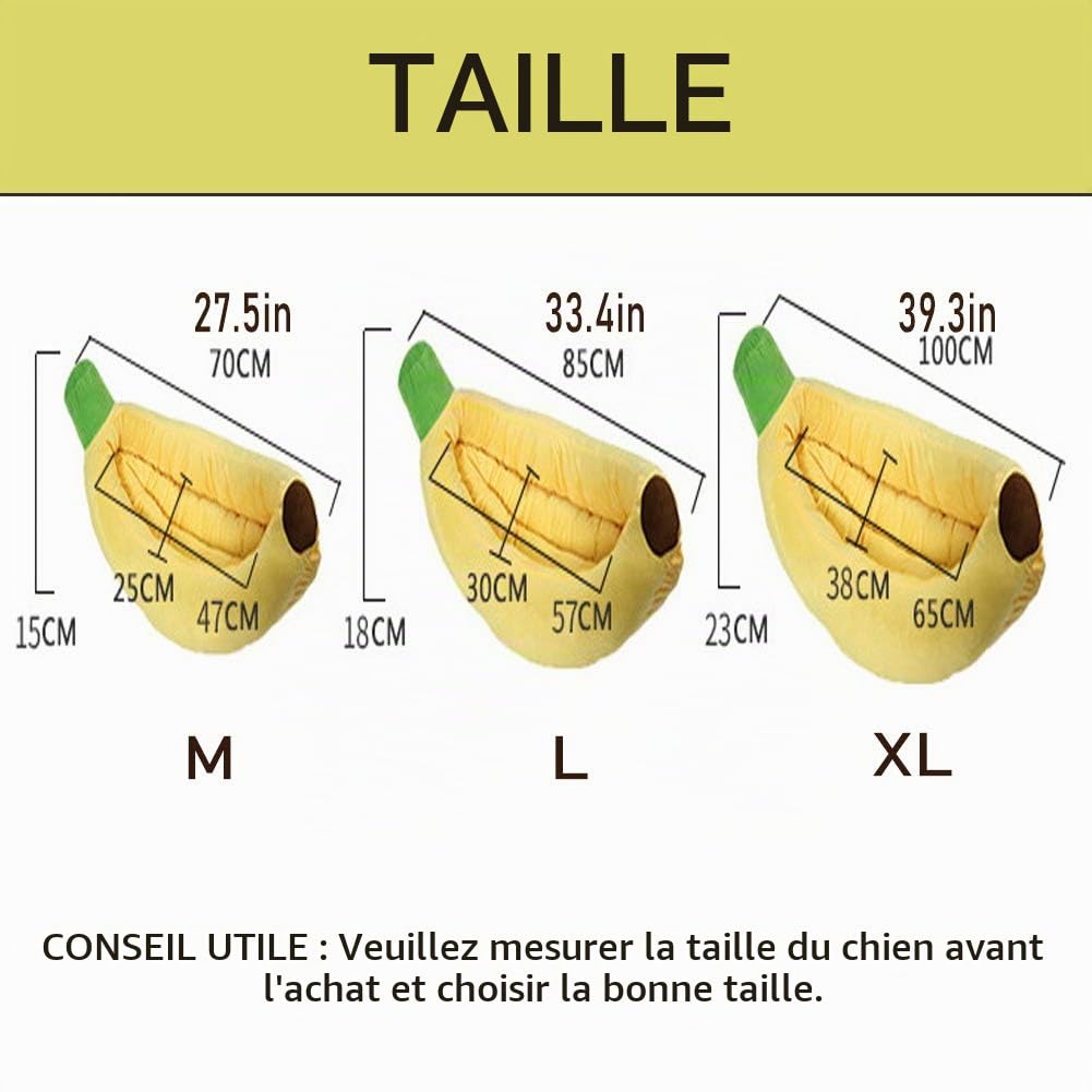 HANHAN Canapé-lit extra large pour chien en forme de banane - Coussin orthopédique doux et confortable - Lavable - Anti-mâchage, anxiété