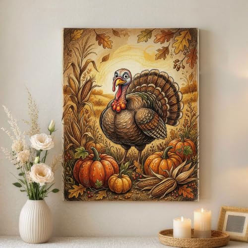 Lienzo decorativo de calabazas de maíz para salón y dormitorio