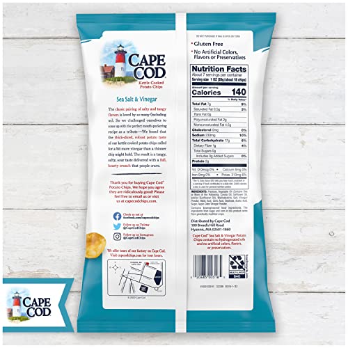 Cape Cod Potato Chips Sea Salt And Vinegar Kettle Chips, 7.5 Oz #TOP6