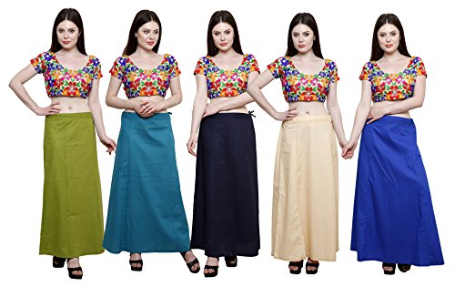 Image of Pistaa's combo of Women's Cotton Best Plain Solid Indian Readymade Inskirt Saree petticoats