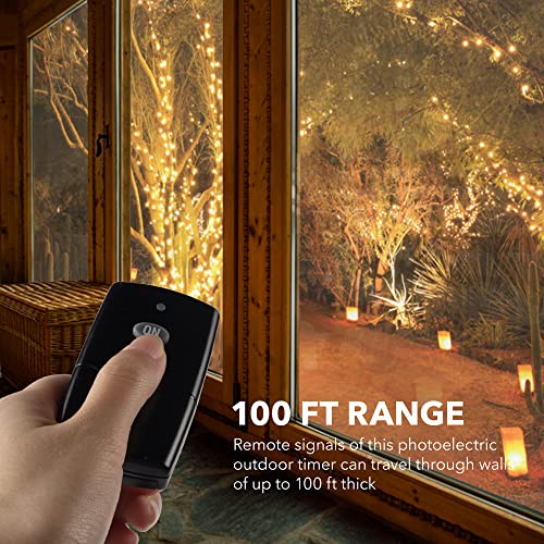 Bn-Link Outdoor Indoor Wireless Remote Control 3-Prong Outlet Weather Proof Heavy Duty 15 Amp Compact (Black) 3 Grounded Outlets With Remote 6-Inch Cord 100Ft Range Etl Listed (Battery Included) #TOP4