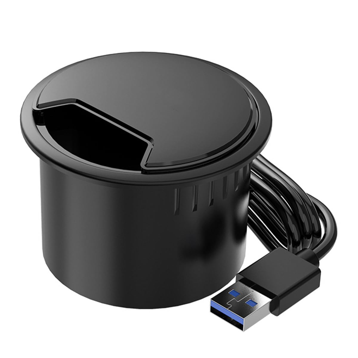 Hub de Bureau USB pour Trou de câble de Bureau de 60 mm Hub USB 5-en-1 avec Port USB 3.0 3,5 mm USB-C