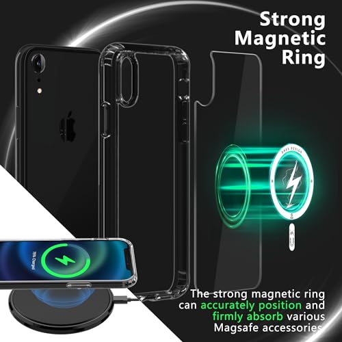 Image of ONES for iPhone XR Case, Hybrid Magnetic Phone Case, Compatible with MagSafe, Military Grade Protection, Shockproof Airbag, Anti-Yellow Silicone Cover, Scratch-Resistant, Thin, Clear
