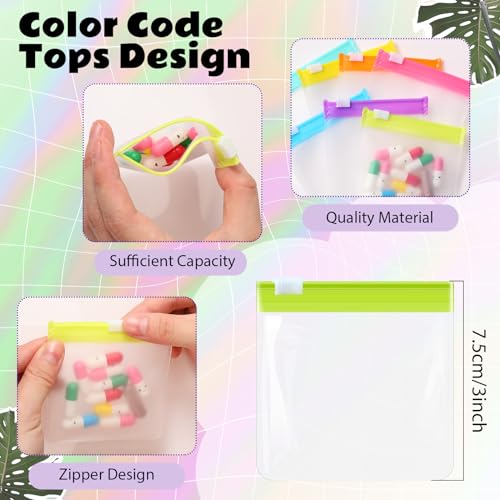 Image of Sherr 35 Pcs Pill Pouch Bags with Zipper Pill Pouch Set Travel Reusable Translucent Medicine Organizer Self Sealing Plastic Bag with Slide Lock for Storage(Bright Colors,3 x 3 Inch,Blank Style)