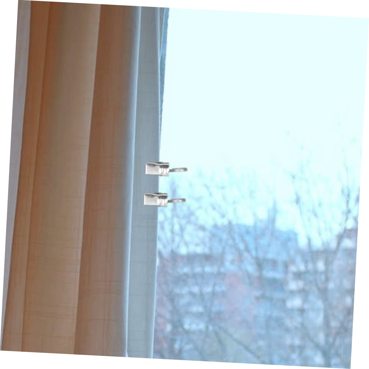 Ciieeo 20PCS Satin Nickel Curtain Clips with Hook Rustproof Drapery Ring for Secure Hanging Curtain Rods for Home Office Clinics and Schools