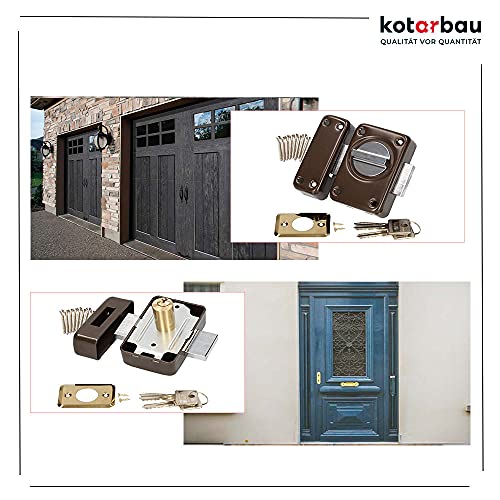 KOTARBAU® Aufschraubschloss 110 mm Kastenschloss Zustazschloss Türschloss Profilzylidner Türzusatzschloss Schloss Garagenschloss Torschloss Braun Top