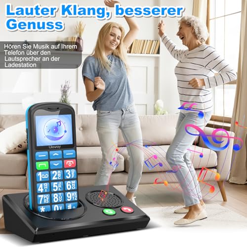 uleway 4G Seniorenhandy mit Bluetooth Lautsprecher Ladestation |Lauter Ton | Rauschunterdrückung,Tastenhandy Seniorentelefon Ohne Vertrag, Rentner Handy mit SOS-Funktion, Kurzwah