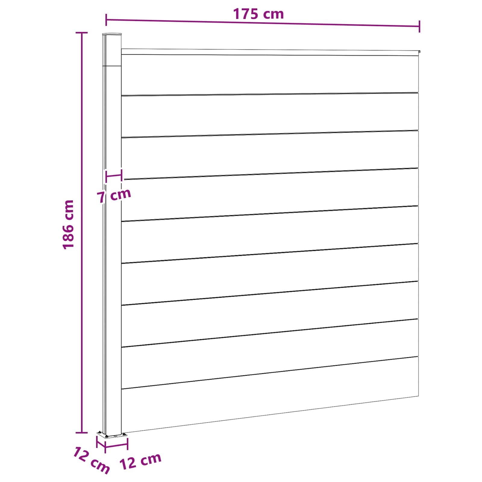 Panneau de clôture WPC et Aluminium Gris pour jardin et terrasse, barrière modulable rigide avec poteau et fixation, palissade décorative pour séparation, occultation et sécurité extérieure