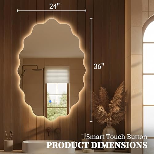Miroir rétroéclairé à intensité variable ovale LED anti-buée moderne - 5