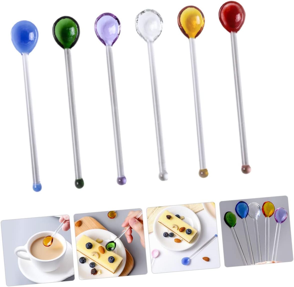 6pcs Glass Stirring Rod Swizzle Sticks for Beverages and Lemonade