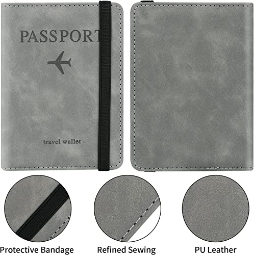 Image of House of Quirk Passport Holder Cover Travel Wallet Organiser, Passport Case with PU Leather Travel Document Holder for Men & Women Travel Accessories (Grey)