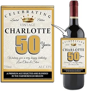 Personalised Wine/Champagne Bottle Label ~ Happy Birthday Gift Idea N158 Any Age 18th 21st 30th 40th 50th 60th