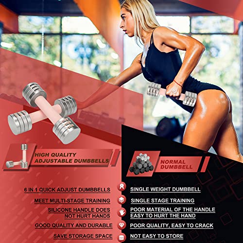 Quvvrev Weights Dumbbells Set For Women 1 Pair, 2 Lbs-3 Lbs-4 Lbs-5 Lbs Dumbbells Set Of 2, Pink Weights Dumbbells For Women, Adjustable Dumbbell Set For Workout, Light Dumbbell Sets For Home Gym #TOP4