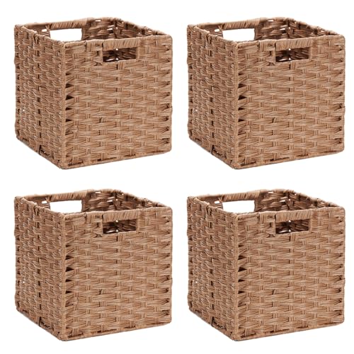 DULLEMELO Wicker Storage Cubes - Foldable Wicker Baskets Set of