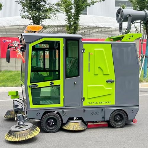 Advanced Ride-On Sweeper with Rotating Brushes and Vacuum Intake – Great for Large Parking Lots and Wide Roads