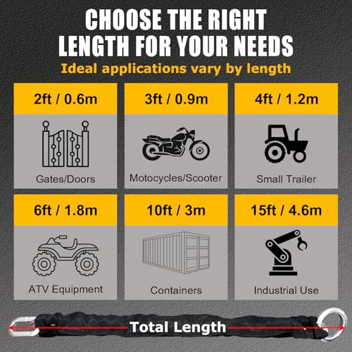 MEINUOKA 15 Feet Hardened Steel Security Chain, 3/8" Thick Heavy Duty Square Link Anti-Theft Chain for Bikes, Motorcycles, Trailers, ATV, Ebikes – Cut & Prying Resistant by MEINUOKA - Used condition - Image 7