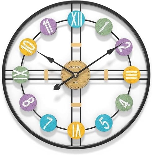 Image of Arabs Morden Metal & Wooden Wall Clock for Living Room Bedroom Office Kitchen Stylish Wall Clock for Home and Hall Designer Big Size Modern (Black, 50 CM)