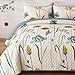 WONGS BEDDING Floral Quilt Set Queen,Green Yellow Floral Botanical Bedspread Bedding Set with 2 Pillowcase,Spring Summer Lightweight Farmhouse Coverlet Set for All Season (96