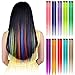 Hawkko 20PCS Straight Colored Clip in Hair Extensions Party Highlight Multiple Colors Hairpieces, With Gift Alligator Hair Clip & Steel Comb (20pcs-Monocolor Full Color Set)