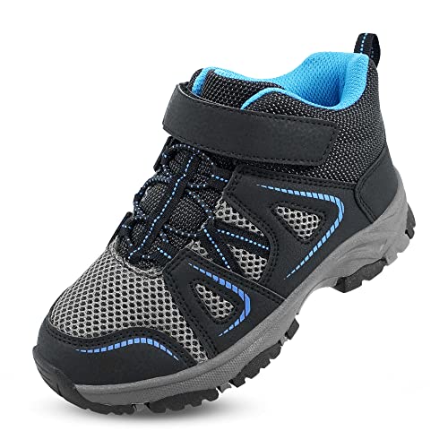 YESKIS Kids Trail Running Shoes Boys Hiking Shoes Girls Hiking Boots Tennis Outdoor Slip Resistant Comfortable Breathable Sneakers for Little Kid Grey Size 2