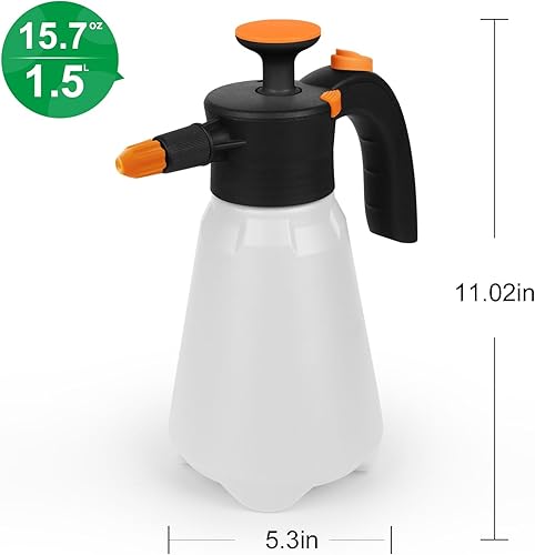 Miniatura 6 de Botella de plástico vacía de 0.4 galones, pulverizador de bomba de presión de mano con boquilla ajustable, rociador multiusos para jardinería,