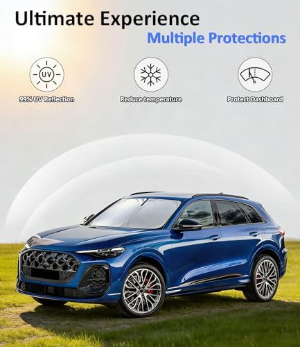 Image of Windshield Sun Shade for Audi Q5 /SQ5 2018-2025 | Car Front Window Sunshade with 240T Sun Visor Protector Blocks UV Rays Heat Sun Shield Accessories