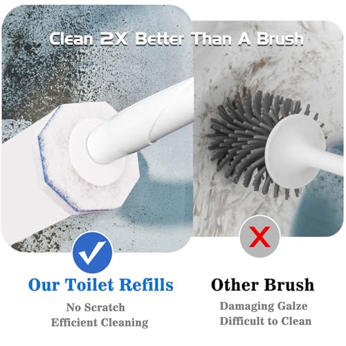 50Pcs Toilet Brush Wand Refills Compatible with Clorox Toilet Wand, 5X Cleaning Power Toilets Bowl Cleaners, Disposable Toilets Brush Refill Replacement Heads for Bathroom Cleaning by MIZIKUSON - Image 3