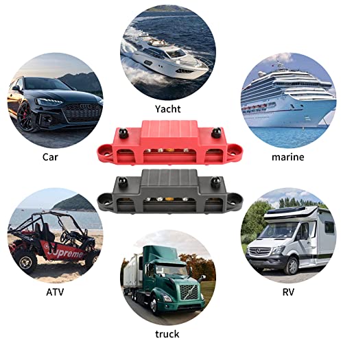 Huazu Bus Bar 1/4” Post, 3 Stud Power Distribution Block 10X#8 Screw Terminal With Ring Terminals For Car Rv Truck Marine Boat #TOP6
