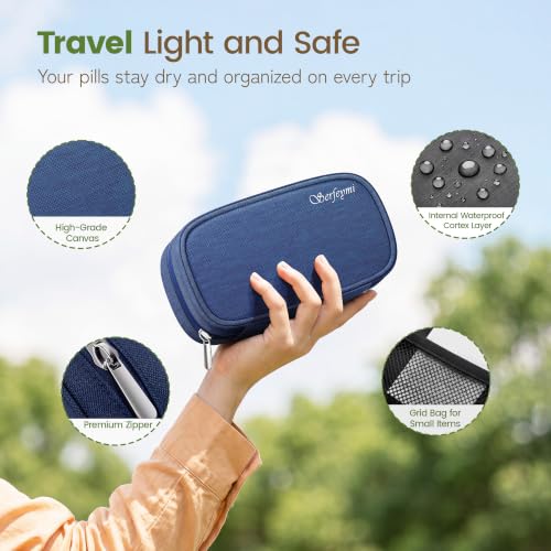 Image of Serfeymi Weekly Travel Pill Organizer 2 Times a Day AM PM Black Pill Box