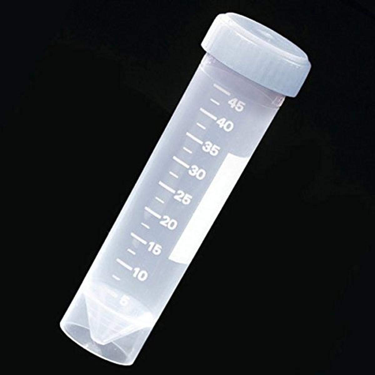 Globe Scientific 6255MF Polypropylene Self-Standing Transport Tube with Separate Natural High Density Polyethylene Screw Cap, Metal Free, Printed Graduation, Conical Bottom, 50mL Capacity (Case of 500)