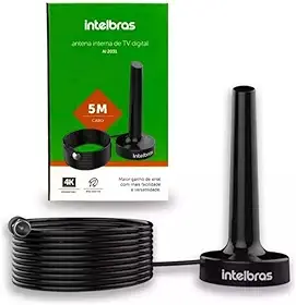 Antena Interna TV Digital 4K Intelbras AL2031 + Cabo 5m
