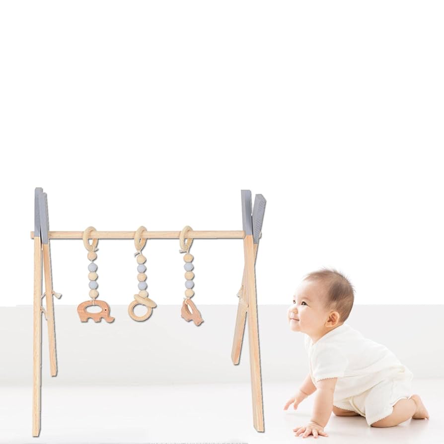 Amazon.co.jp: 木製ベビージム、3つの手作りハンギングおもちゃ