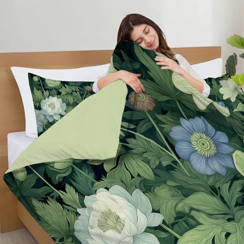 Housse de couette 200x200 verte en microfibre avec 2 taies d'oreiller - 6