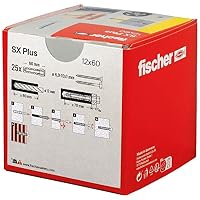fischer Spreizdübel SX Plus 12 x 60, Schachtel mit 25 Nylondübeln, Dübel für optimalen Halt bei Befestigungen in Beton, Vollziegel, Porenbeton, Hochlochziegel uvm. – Ansicht 3