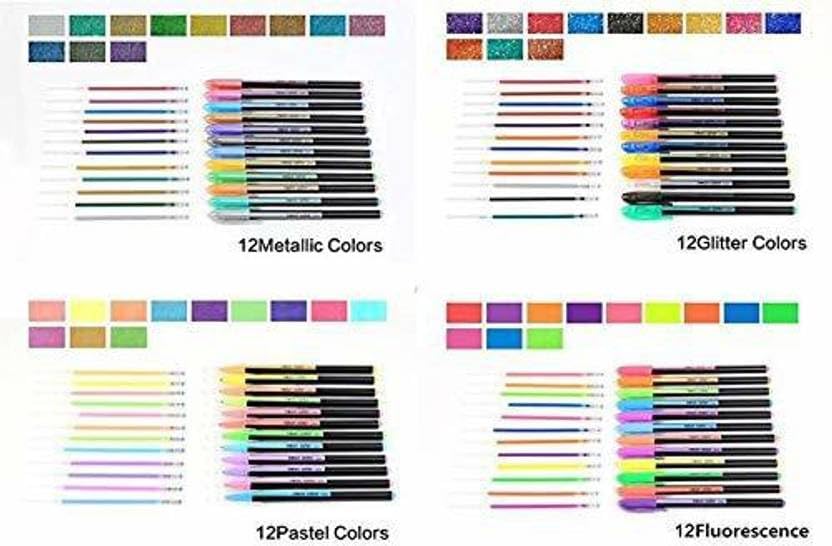 Image of Neon Color Gel Pens, 48 Count, 1.0mm Tip, Multicolor Set with Fluorescent and Metallic Ink