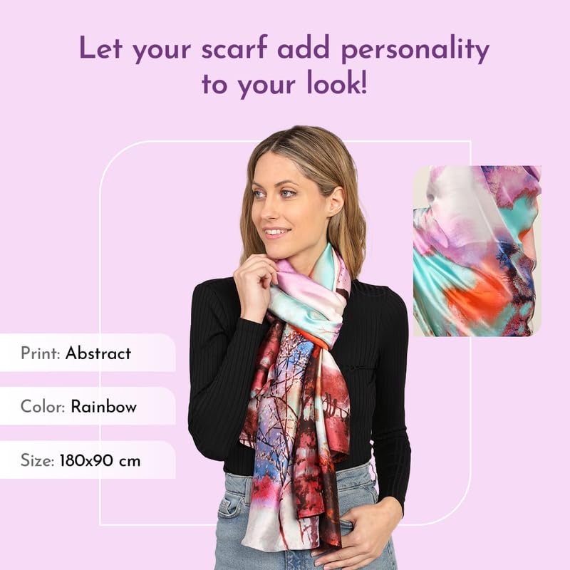 Image of Trillion London Spring Collection | Designer Silk Scarf For Women UK | Lightweight Neck Scarves | Shawl Wraps | Suitable for Daily Life | Smooth & Soft Finish | Gift for Women | Size-180cm x 90cm