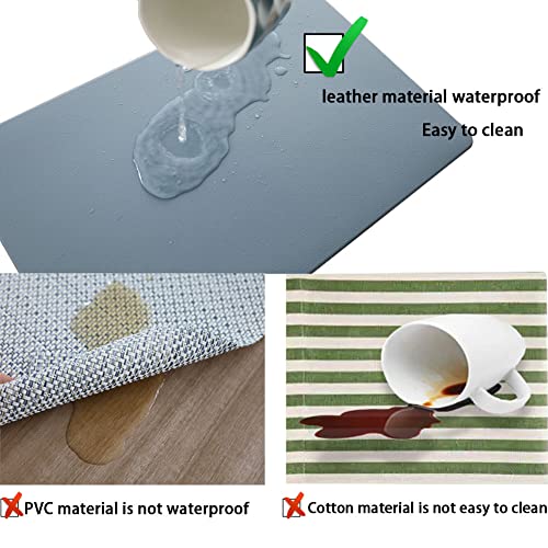 Blibalaskr PVC Heat Resistant Placemats Set of 6, Waterproof Wipeable Floor Place Mats, Non-Slip Easy Clean Table Mats for Kitchen Table Decor, 12x18 Inch (Blue) by Blibalaskr - Used condition - Image 4