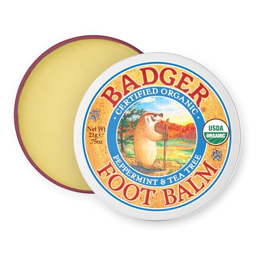 Badger Foot Balm, 100% Organic Foot Cream for Dry Cracked Heels and Feet, Fast Acting Foot Care for Women & Men, All-Natural Cracked Heel Treatment, .75 oz Tin