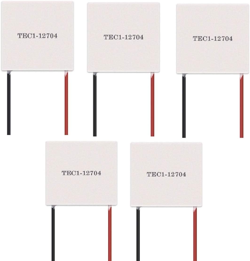 TEC1-12704 Thermoelectric Cooler Peltier of Semiconductor Refrigeration, 5PCS TEC1-12704 (40*40), 40mm x 40mm x 3.6mm, Desktop Compatible