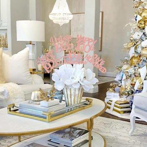 Image of 15 PCS 100th Birthday Centerpiece Sticks Happy 100th Vintage 1926 Table Flower Centerpieces Sticks Cheers to 100 Fabulous Floral Decorations 100th Birthday Party Centerpieces Supplies Rose Gold