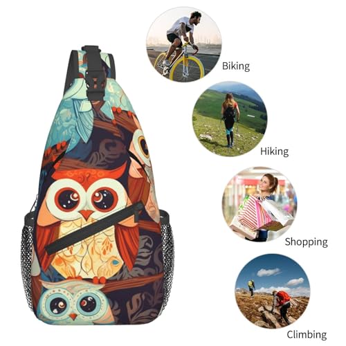 Mochila Sling Crossbody Negra Anime Búho miniatura 5